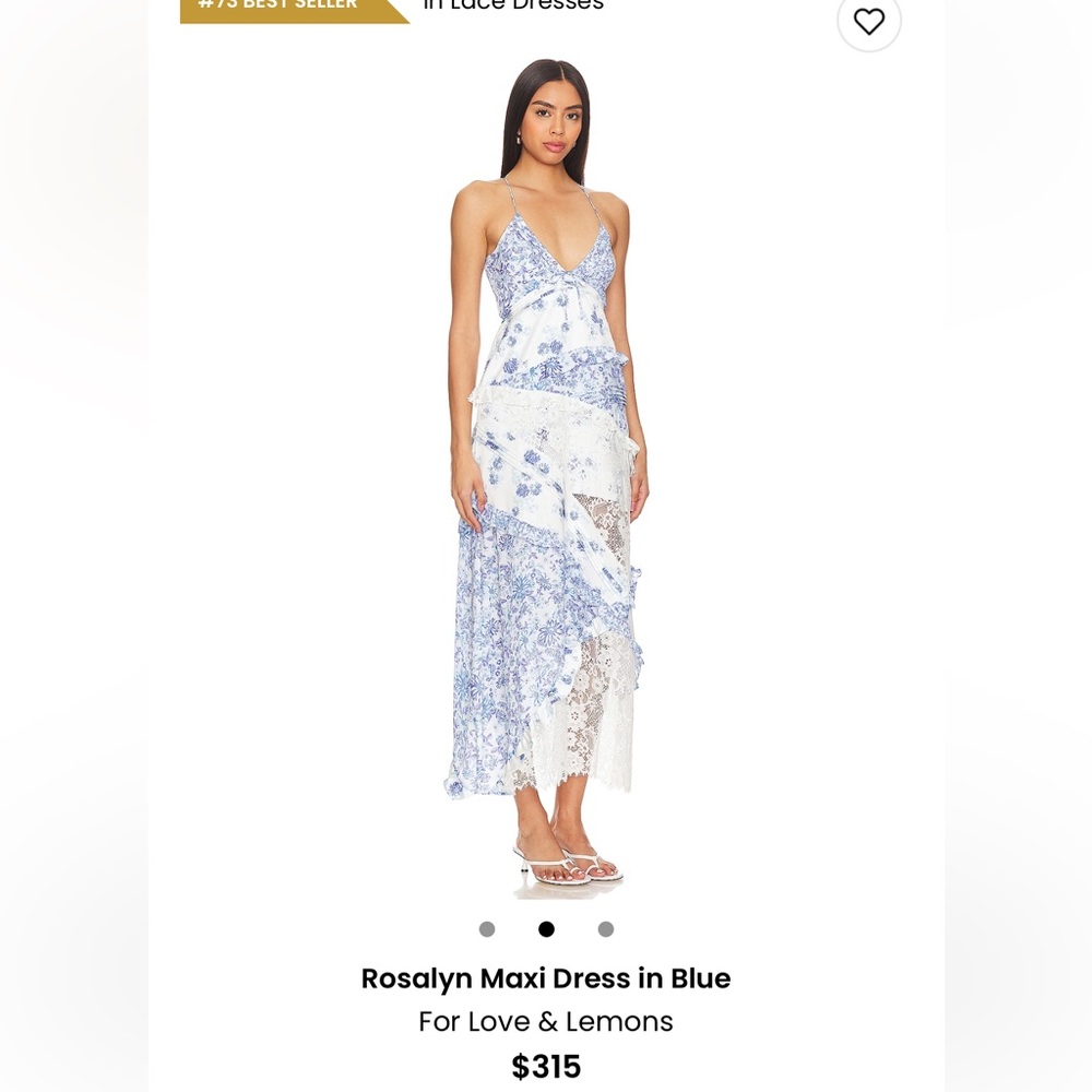 For Love And Lemons Blue and White Floral Maxi Dress
